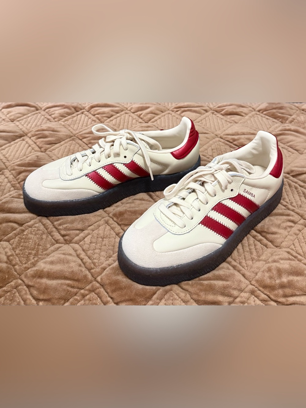 Adidas Samba Cream White/Team Victory Red Leather Sneakers - Picture 4 of 8